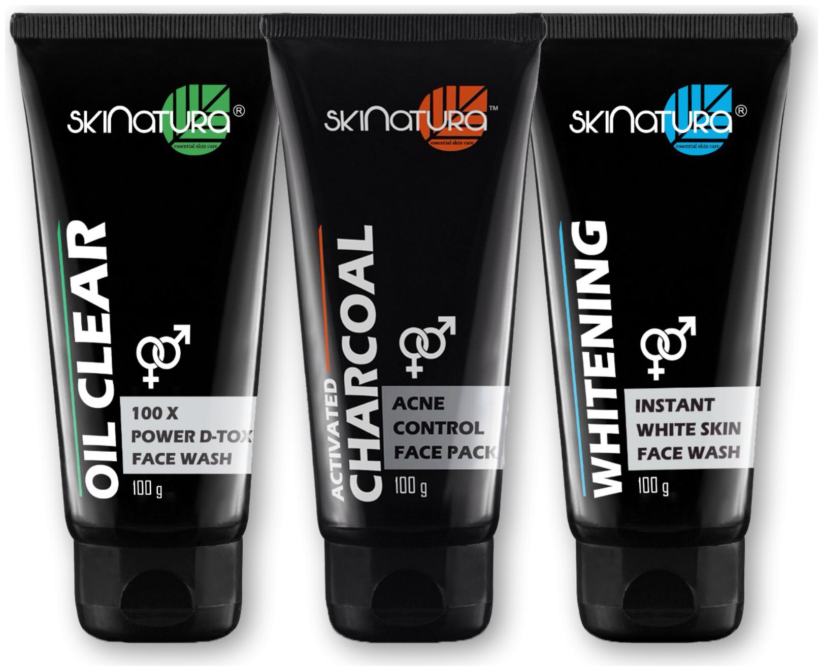

Skinatura Oil Clear 100X Power D-TOX Face Wash 100ml Charcoal Acne Control Face Pack 100ml Instant Whitening with Cool Menthol Face Wash (Pack of 3)
