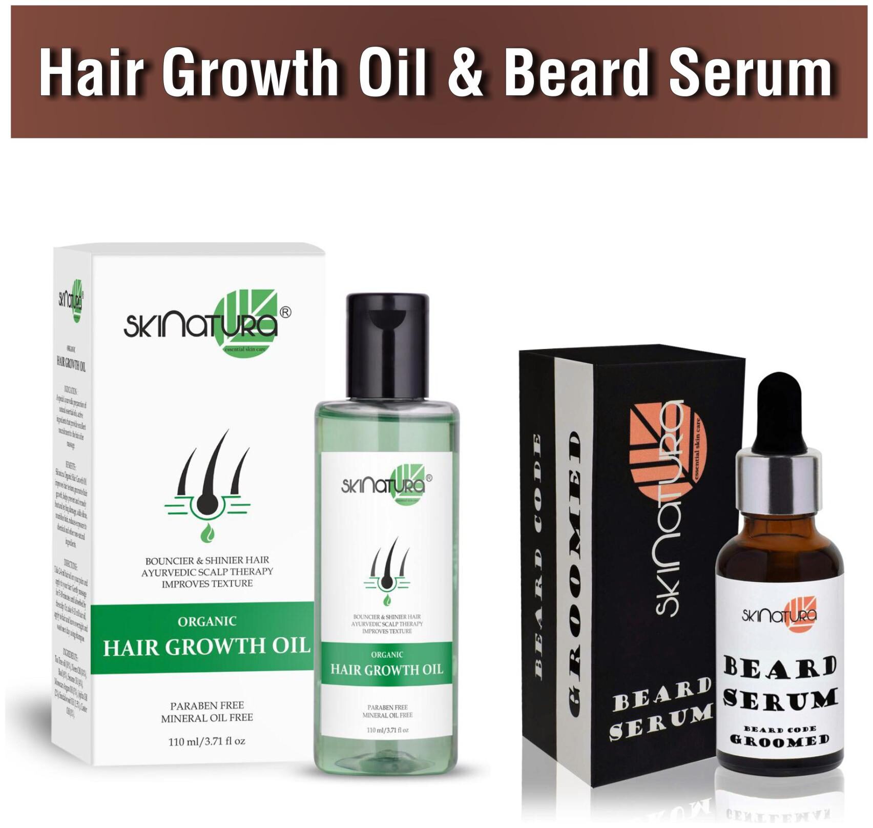 

Skinatura Organic Hair Growth Pack Of 2 (Hair Oil 110ml Beard Serum 30ml)