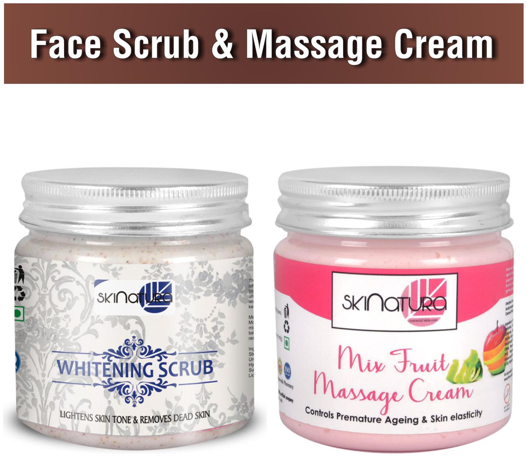 

Skinatura Whitening Scrub -200ml Mix Fruit Massage Cream -200ml (Pack of 2)