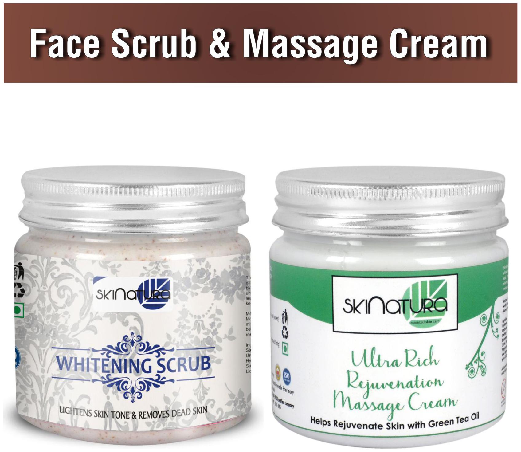 

Skinatura Whitening Scrub -200ml Ultra Rich Massage Cream -200ml (Pack of 2)