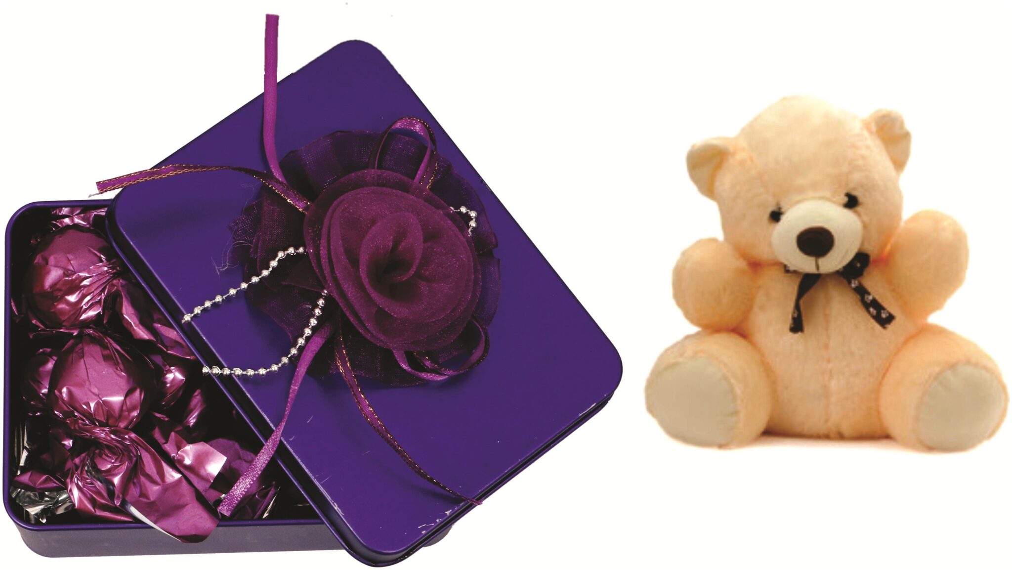 

Skylofts Stylish 100g Chocolate Ractanguler Tin Gift Pack With Teddy Bear