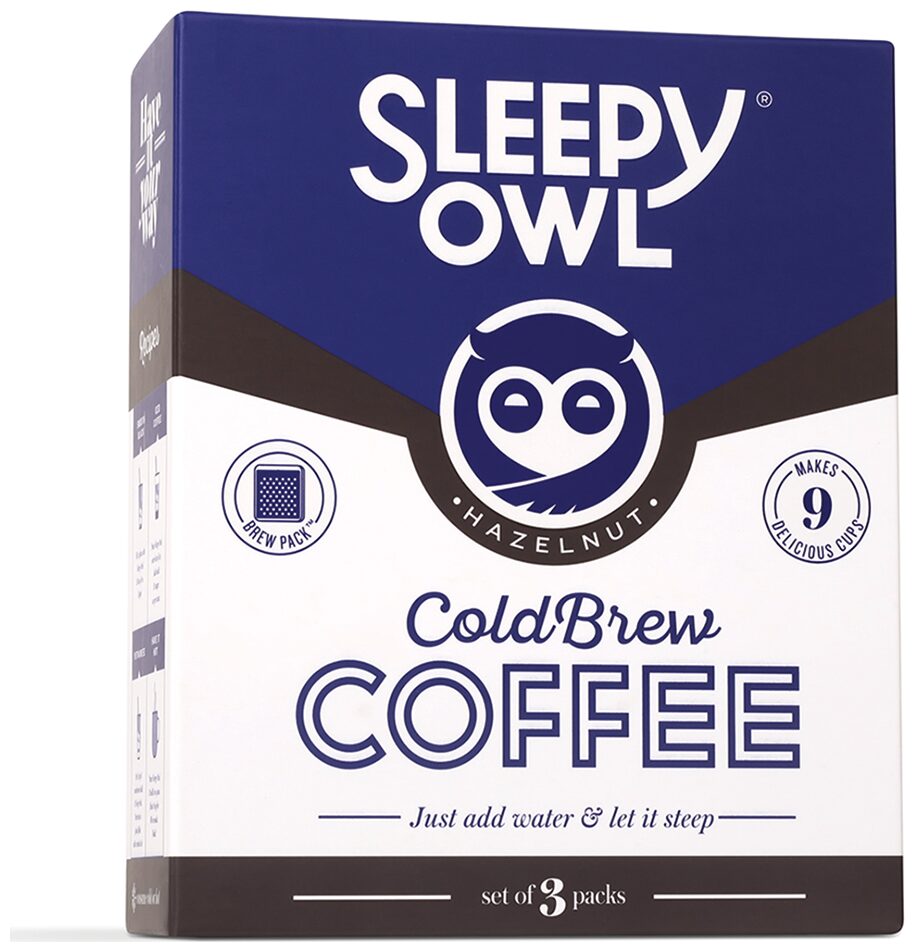 

Sleepy Owl Cold Brew Coffee - Hazelnut (Pack of 3) - Makes 9 Cups
