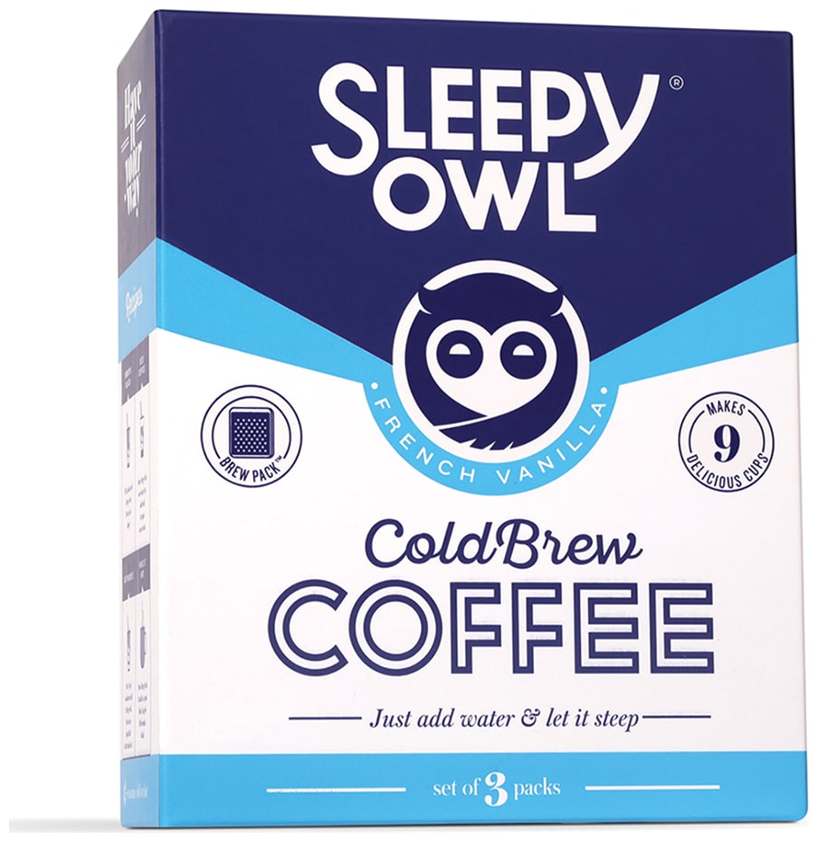 

Sleepy Owl Cold Brew Coffee - French Vanilla (Pack of 3) - Makes 9 Cups