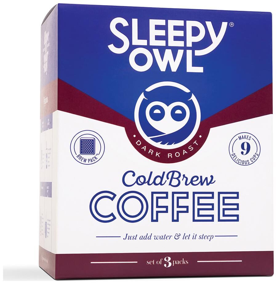

Sleepy Owl Cold Brew Coffee - Dark Roast (Pack of 3)- Makes 9 Cups