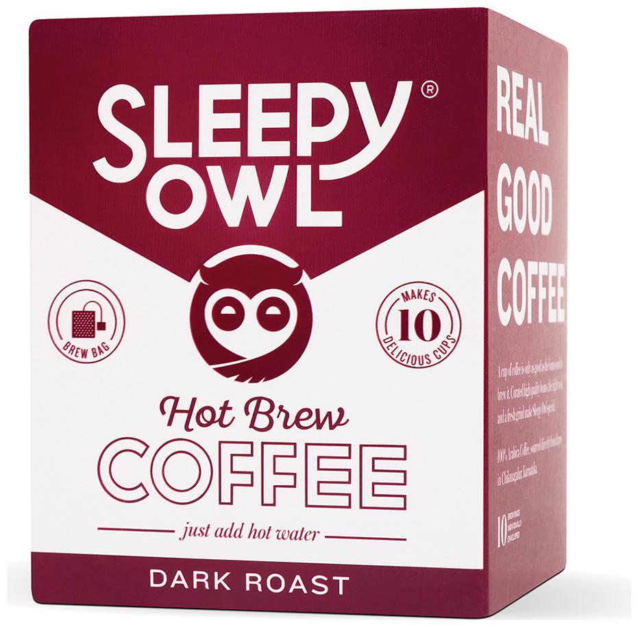 

Sleepy Owl Hot Coffee Brew Bags - Dark Roast Pack of 10 filter bags