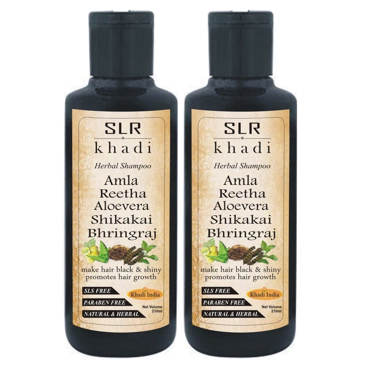 

SLR Herbal Amla Reetha Aloevera Shikakai Bhringraj SLS-Paraben free Shampoo -210ml (pack of 2)