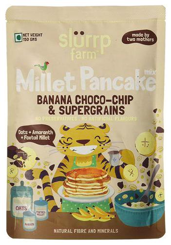 

Slurrp Farm Millet Pancake Mix - Banana Choco-Chip Supergrains 150 g