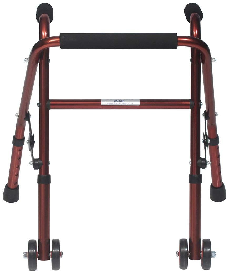 

Smart Care Extremely Lightweight And Portable Aluminium Height Adjustable Folding Walker With Wheel For Kid (Small)