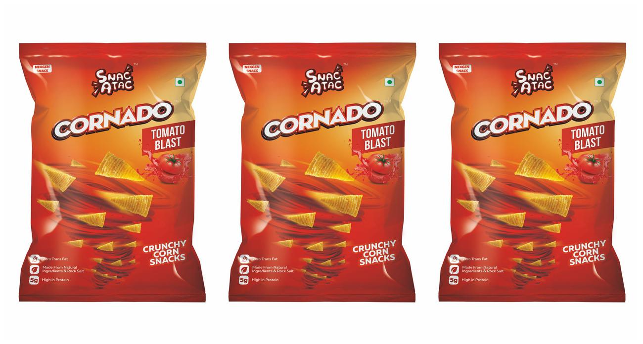 

Snac Atac Cornado Tomato Blast 60 g ( Pack of 3 )