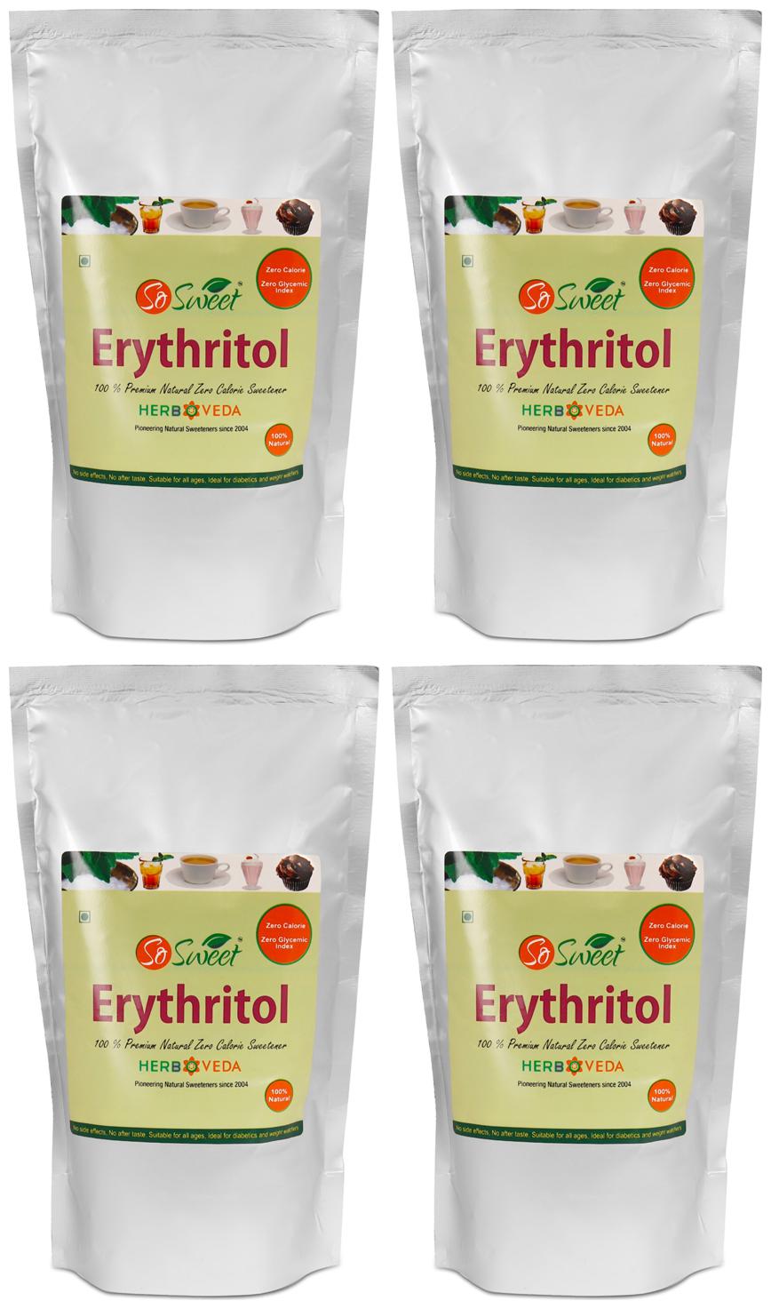 

So Sweet Erythritol Natural Sweetener Sugarfree 1 kg (Pack of 4)