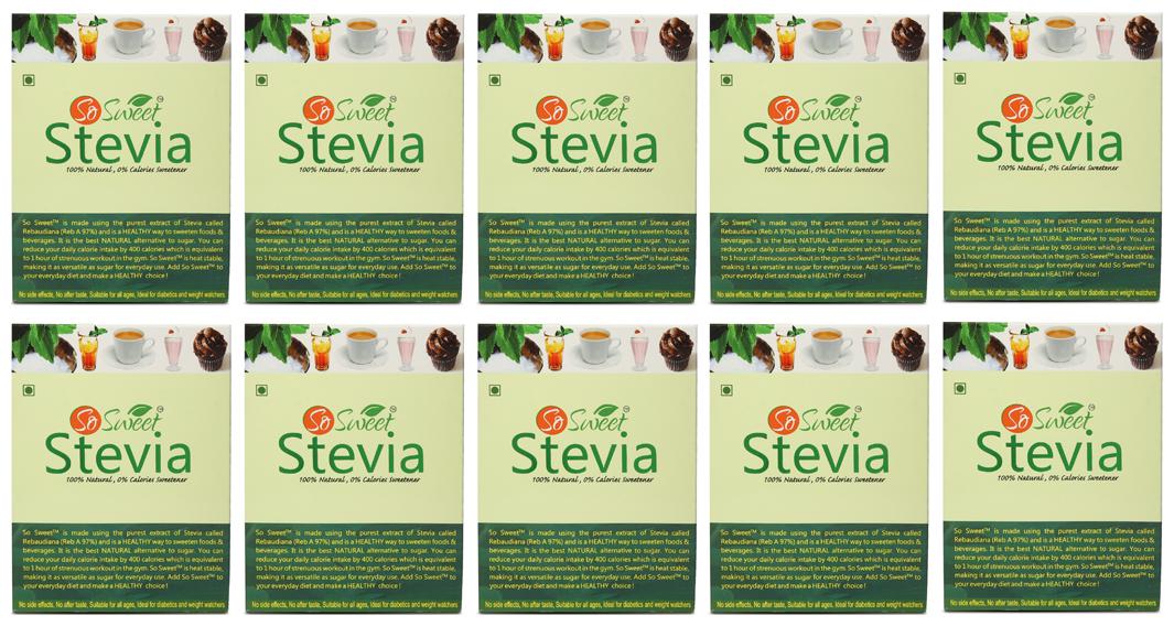 

So Sweet Stevia Natural Sweetener Sugarfree 50 g (Pack of 10)