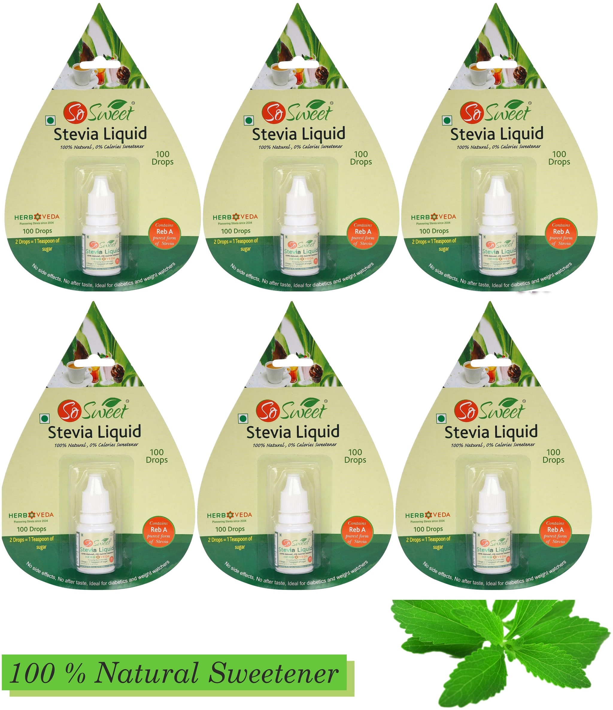 

So Sweet Stevia Liquid Natural Sweetener Sugarfree 5 ml (Pack of 6)