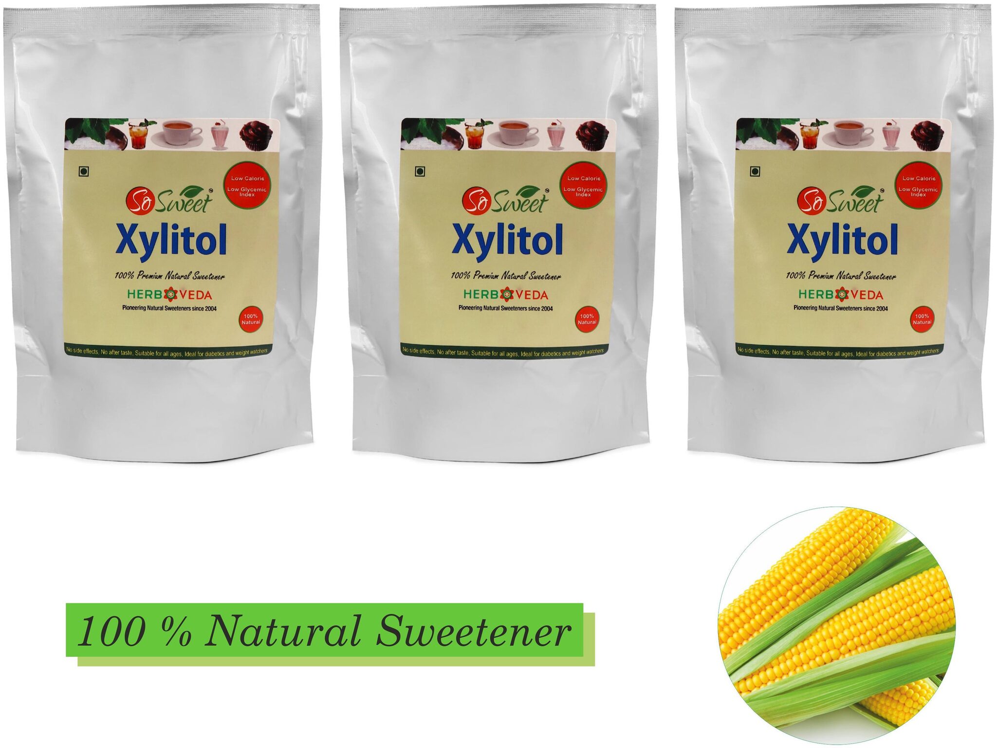 

So Sweet Xylitol Natural Sweetener Sugarfree 250 g (Pack of 3)