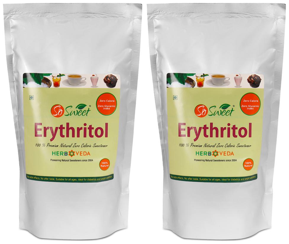 

So Sweet Erythritol Natural Sweetener Sugarfree 1 kg (Pack of 2)