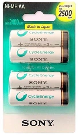 Sony NH AA B4GN Ni MH 2500 mAh 4 Pcs Rechargable Battery
