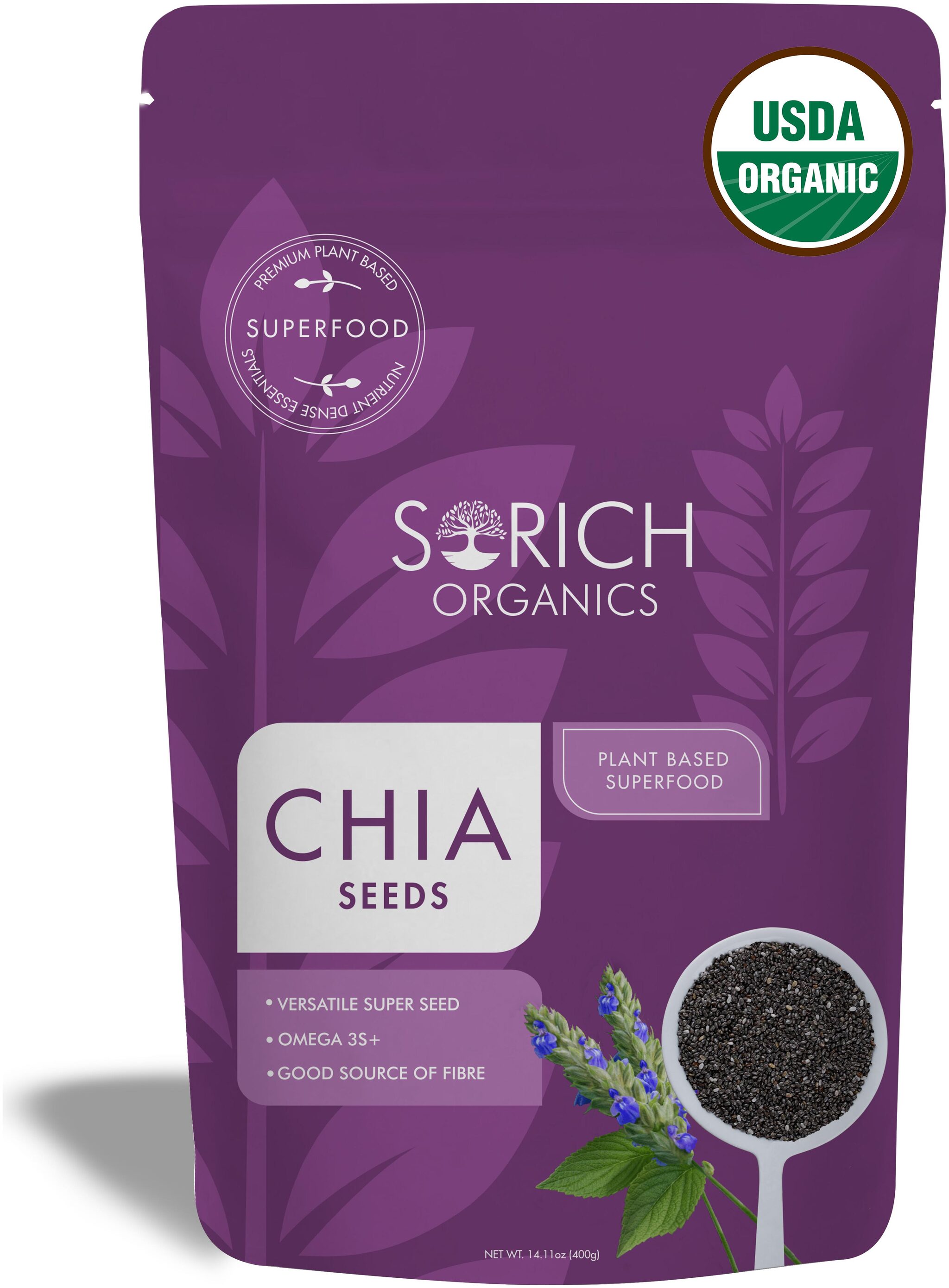 

Sorich Organics USDA Certified Organic Chia Seeds for Weight Loss - 400 Gm