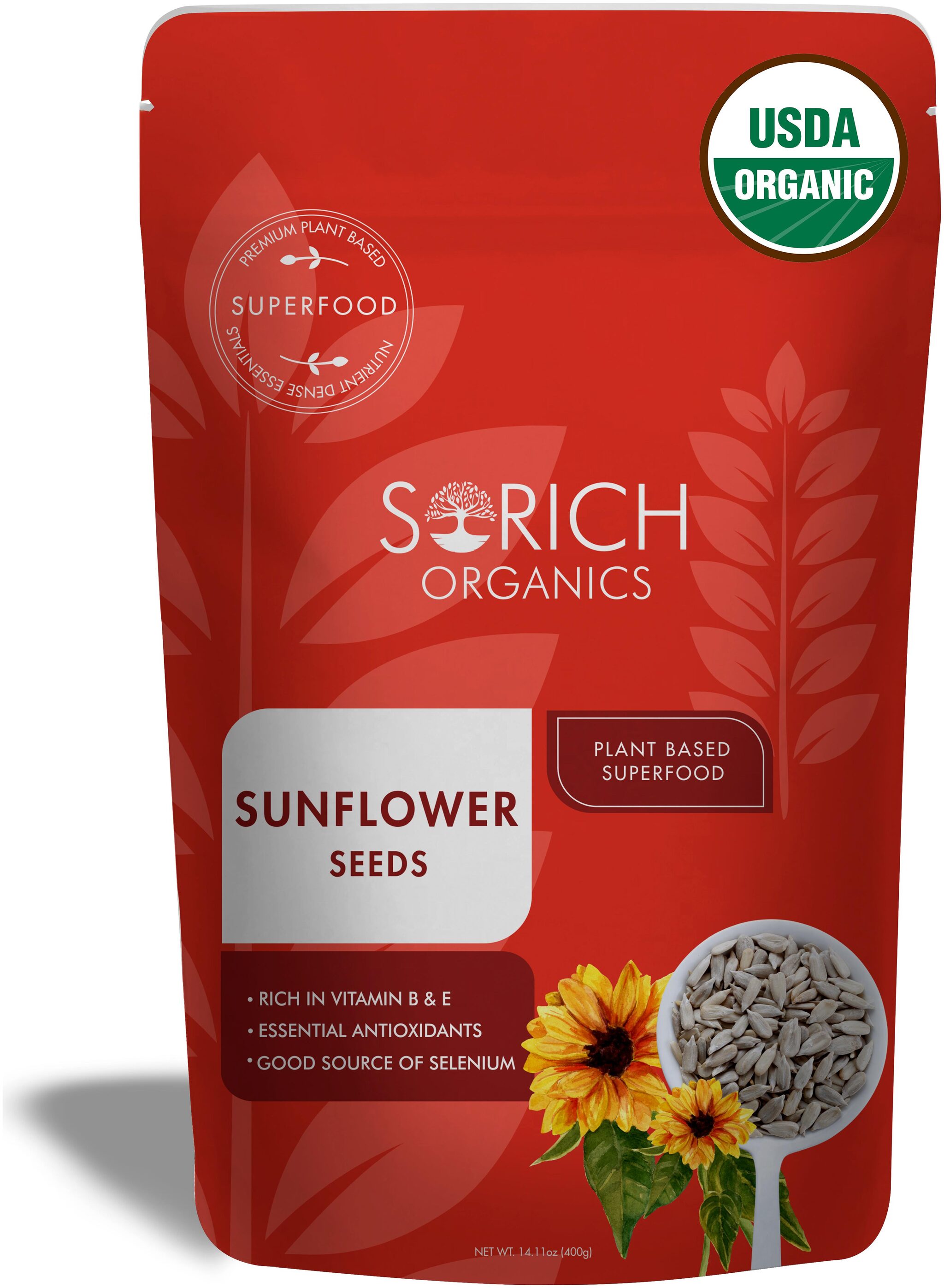 

Sorich Organics USDA Certified Organic Sunflower Seeds - 400 Gm - Protein and Fibre Rich Superfood