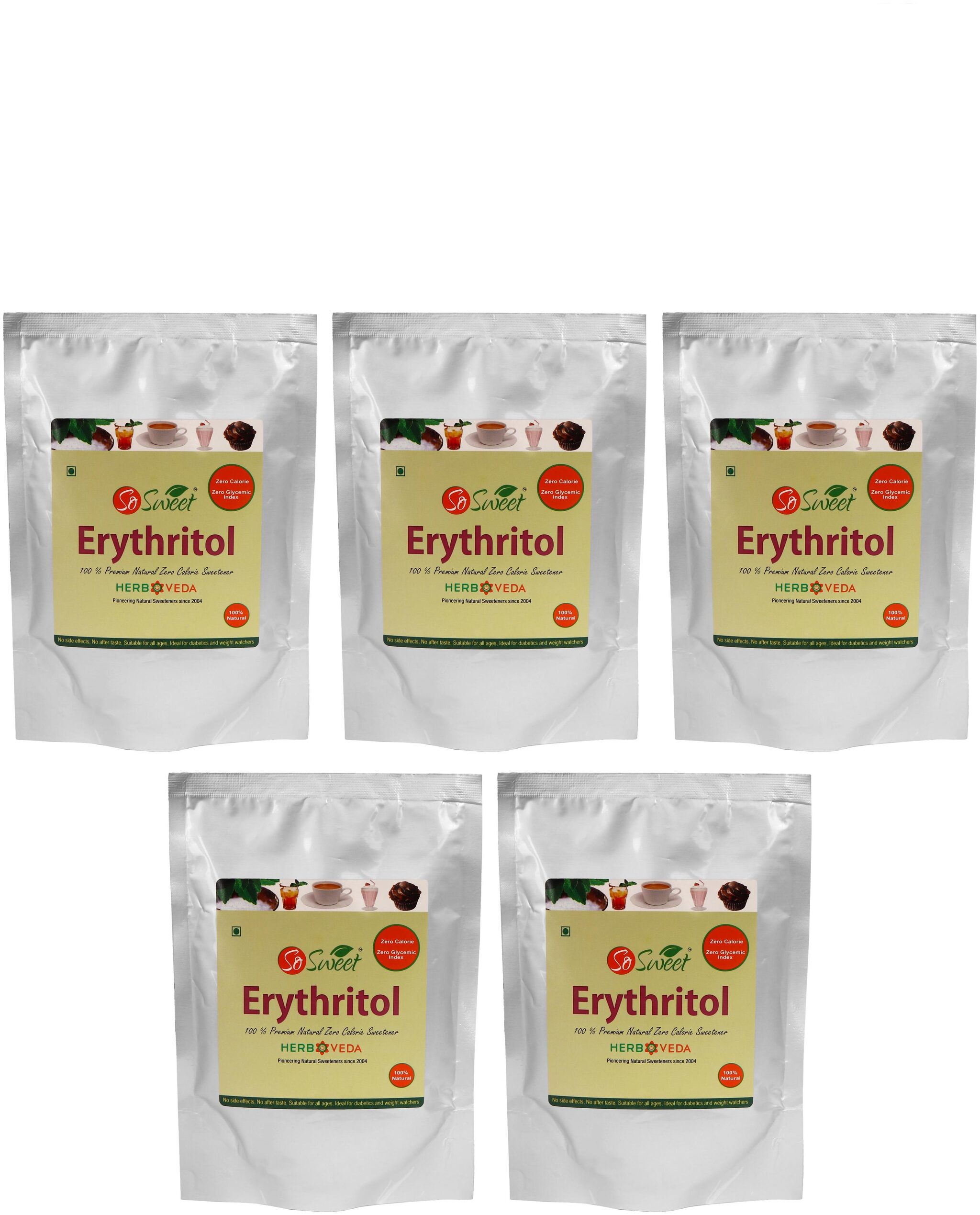 

SoSweet Erythritol Natural Sweetener Sugarfree 250 g (Pack of 5)