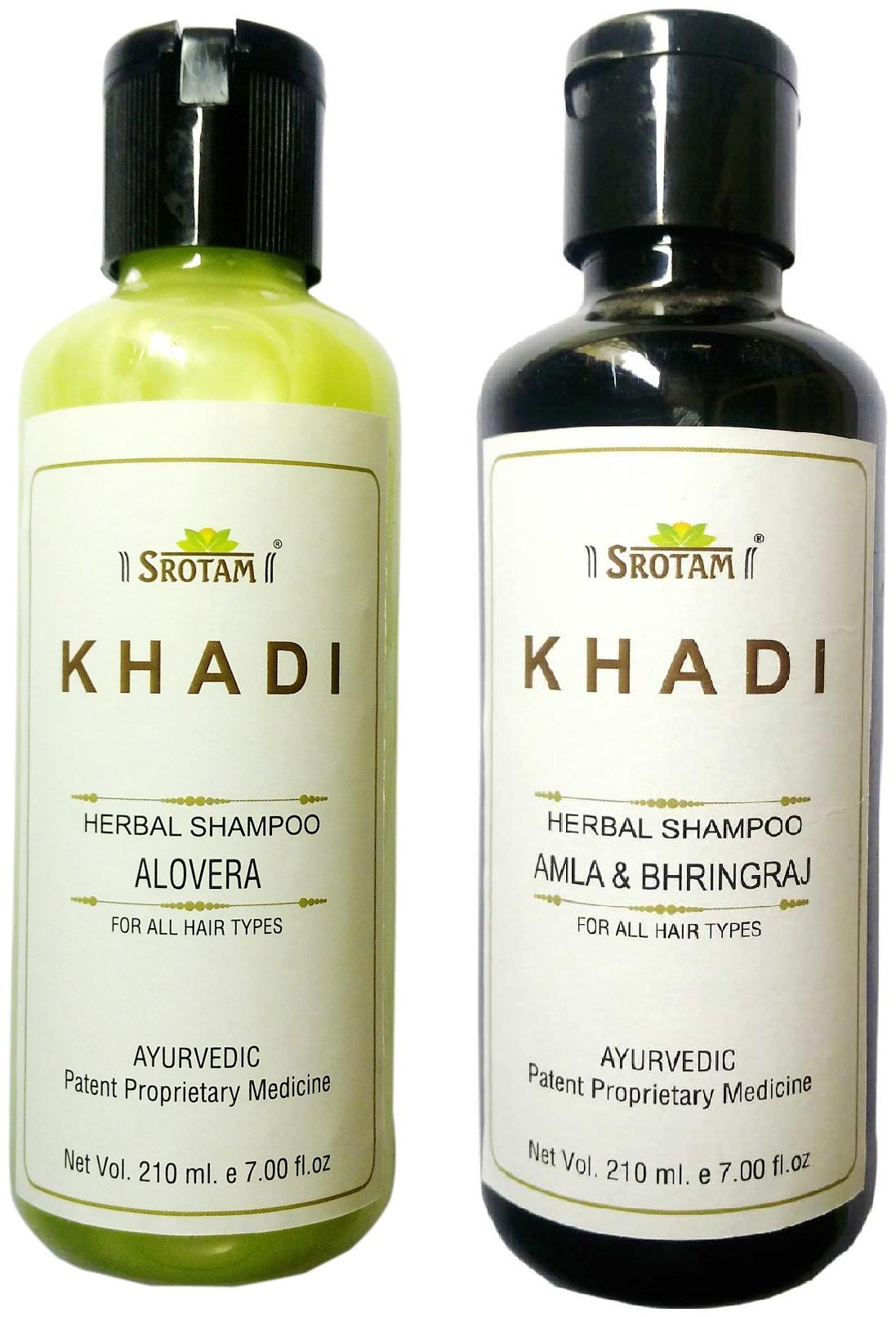 

Srotam Khadi Herbal Aloevera and Amla Bhirngraj Shampoo 210 ml( Pack of 2)
