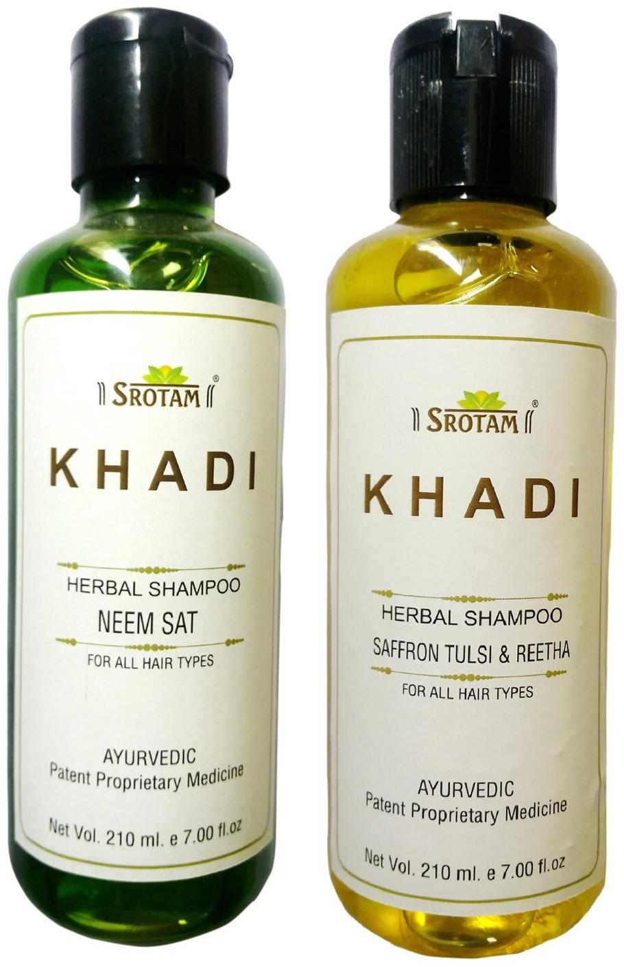 

Srotam Khadi Herbal Neem Sat And Saffron Tulsi Reetha Shampoo 210 ml( Pack Of 2 )