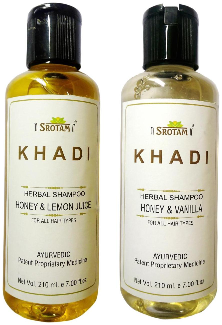 

Srotam Khadi Herbal Honey Lemon Juice And Hoeny Vanilla Shampoo 210 ml( Pack Of 2 )