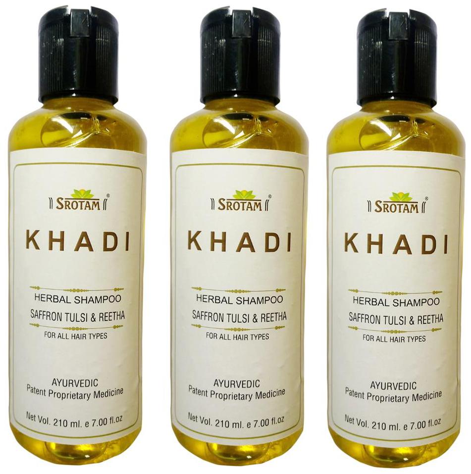 

Srotam Khadi Herbal Saffron Tulsi Reetha Shampoo 210 ml( Pack Of 3 )