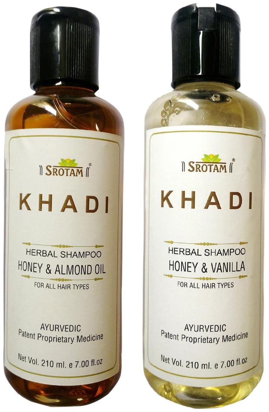 

Srotam Khadi Herbal Honey Almond Oil And Honey Vanilla Shampoo 210 ml( Pack Of 2 )