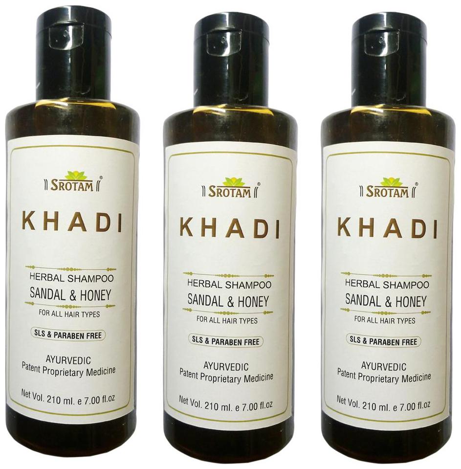 

Srotam Khadi Herbal Sandal Honey Shampoo Sls Paraben Free 210 ml( Set Of 3 Bottles )