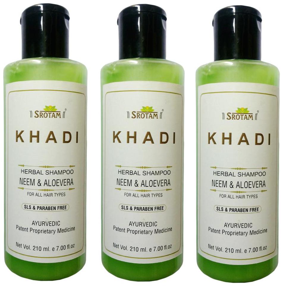 

Srotam Khadi Herbal Neem Alovera Shampoo Sls Paraben Free 210 ml( Set Of 3 Bottles )