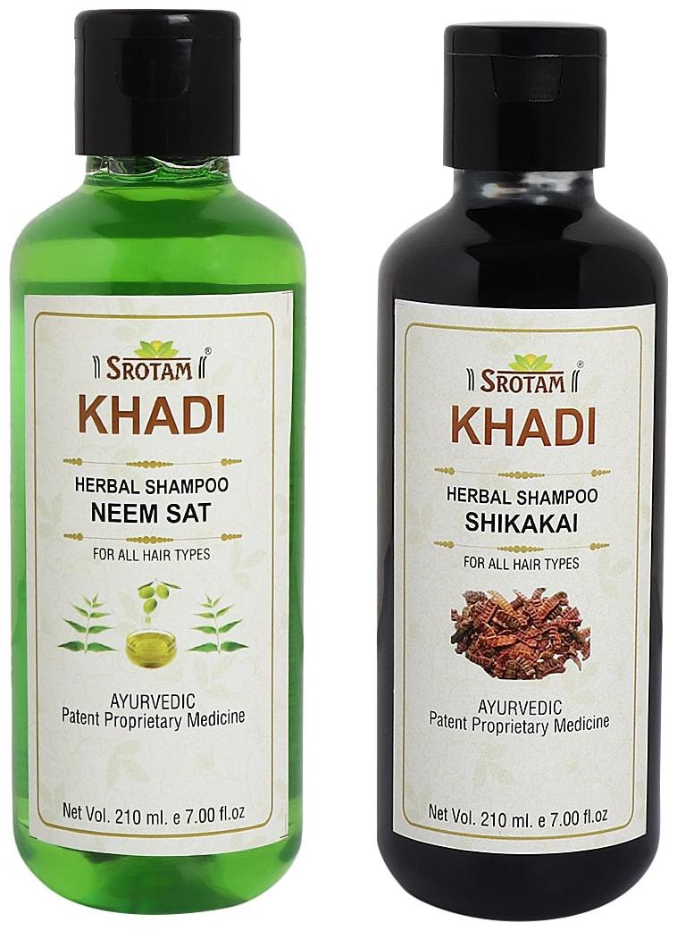

Srotam Khadi Neem Sat and Shikakai Shampoo 210ml (Pack of 2)