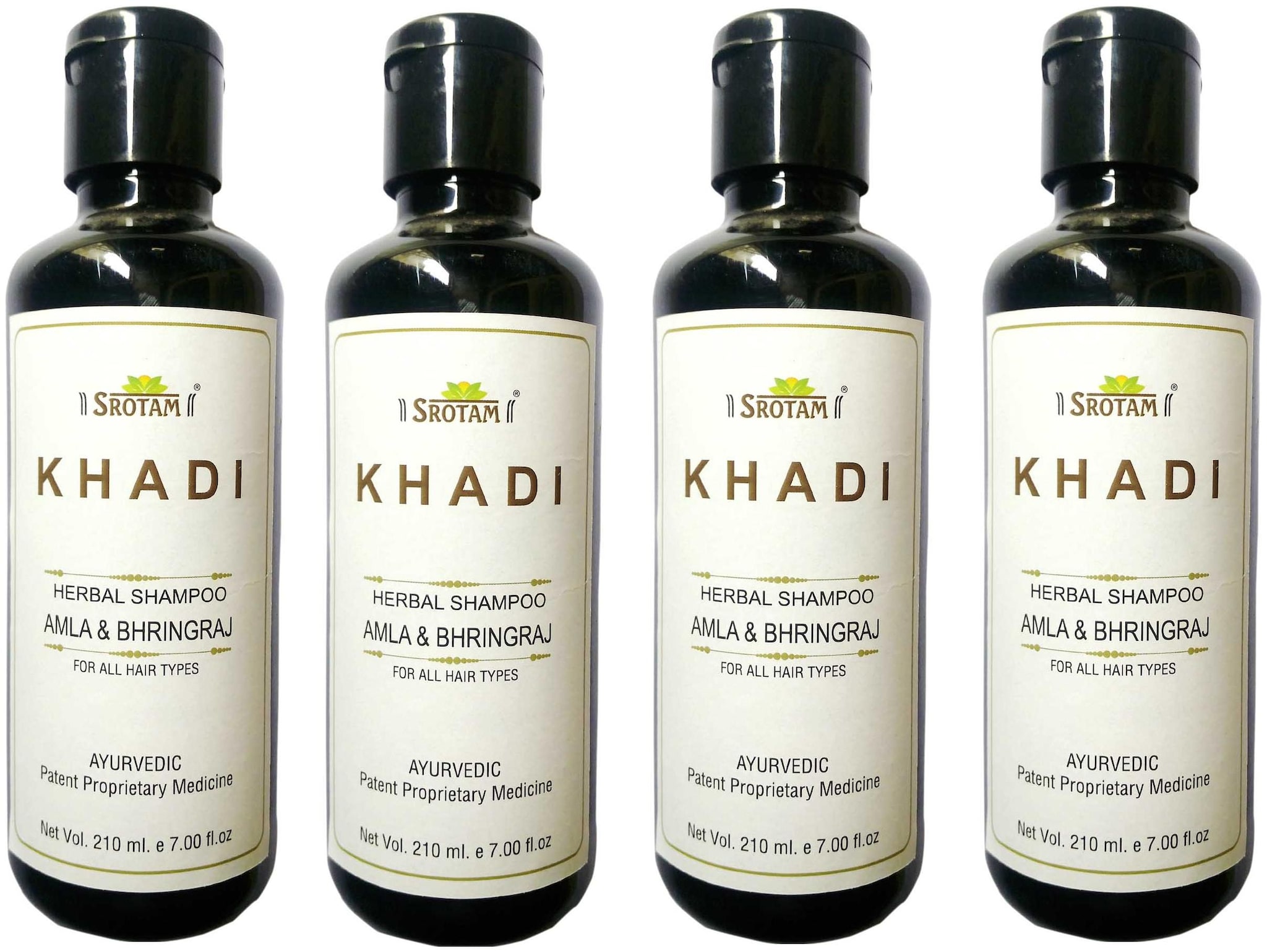 

Srotam Khadi Herbal Amla Bhirngraj Shampoo 210 ml(Pack of 4)