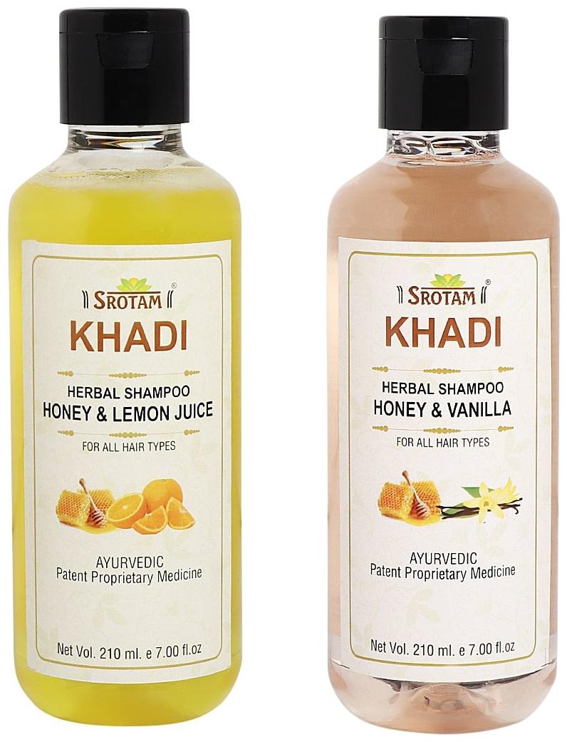 

Srotam Khadi Honey Leamon Juice and Honey Vanilla Shampoo 210ml (Pack of 2)