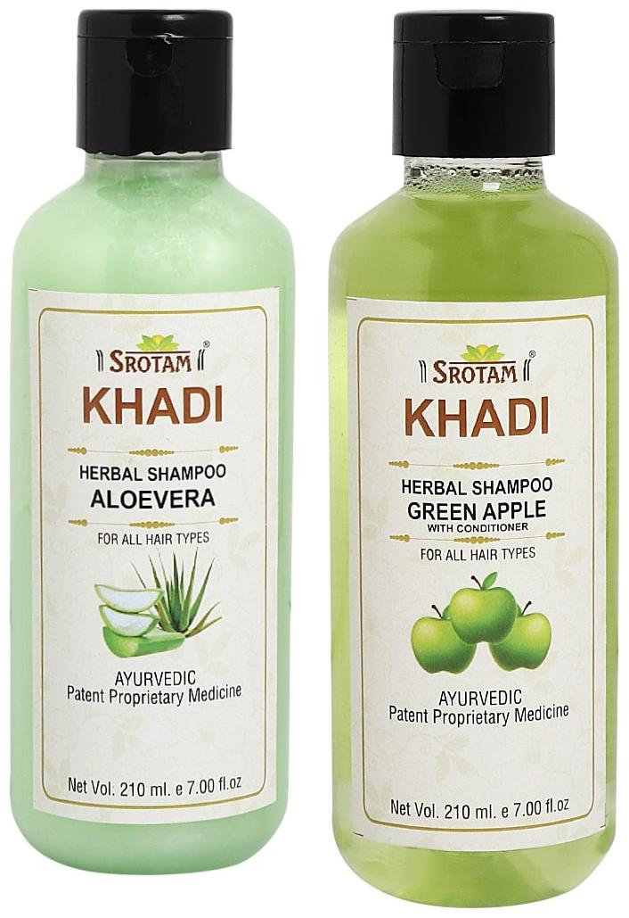 

Srotam Khadi Aloevera and Green Apple conditioner Shampoo 210ml (Pack of 2)