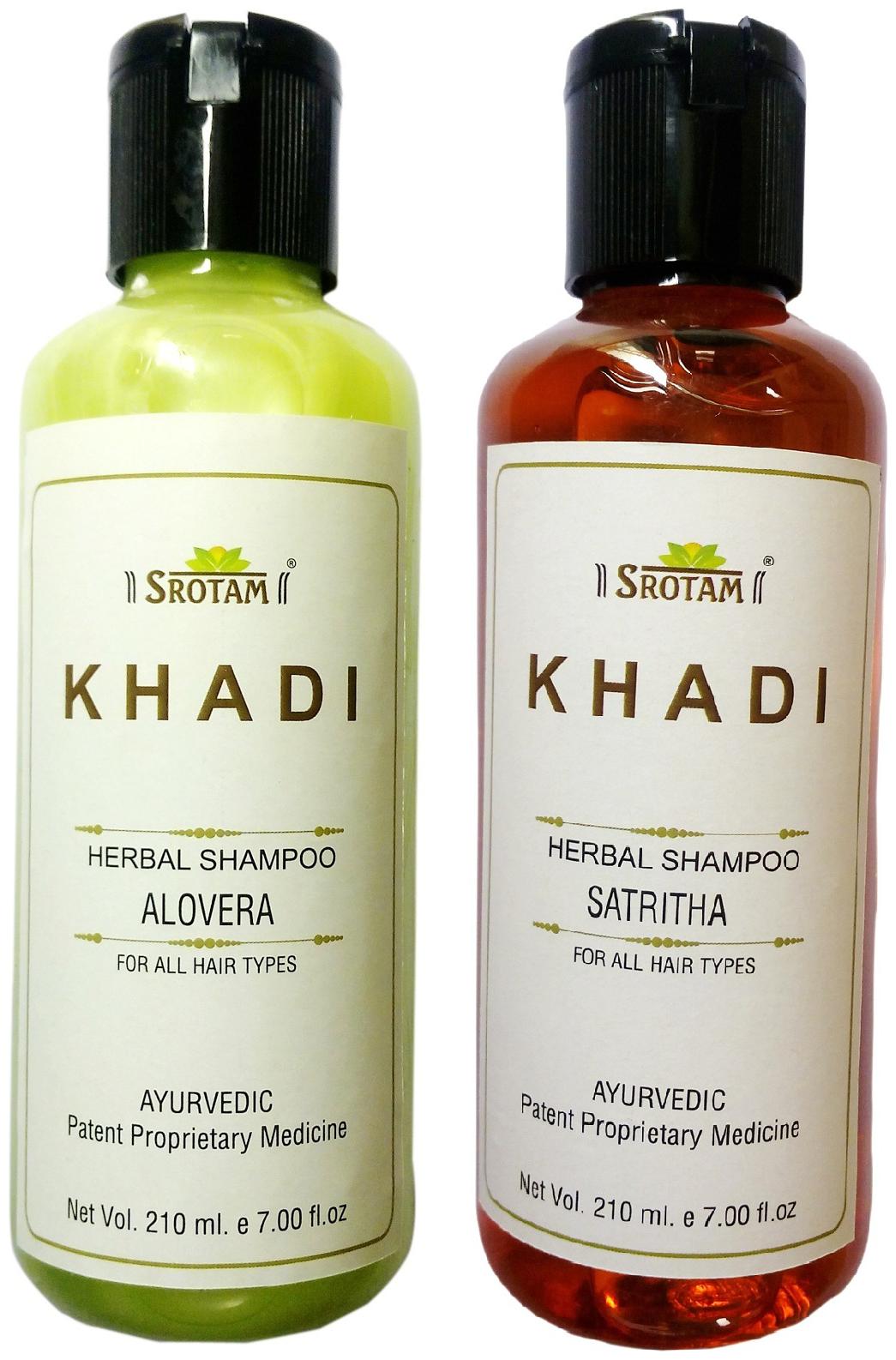 

Srotam Khadi Herbal Aloevera and Satritha Shampoo 210 ml(Pack of 2)