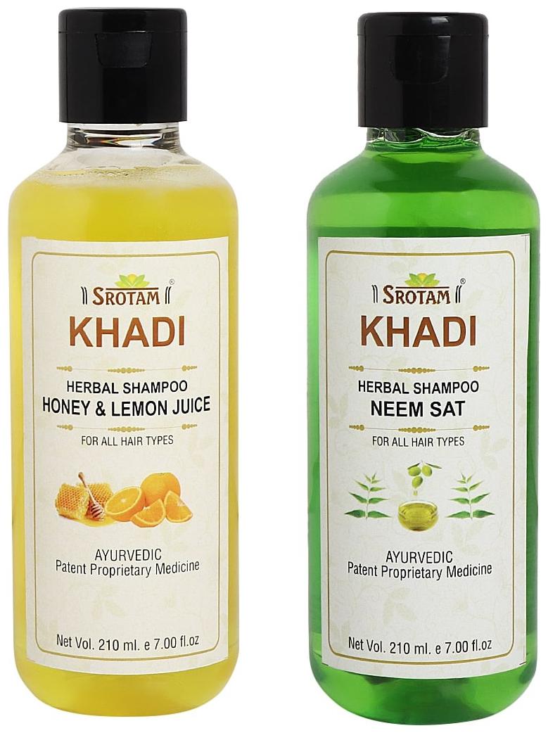 

Srotam Khadi Honey Leamon Juice and Neem Sat Shampoo 210ml (Pack of 2)