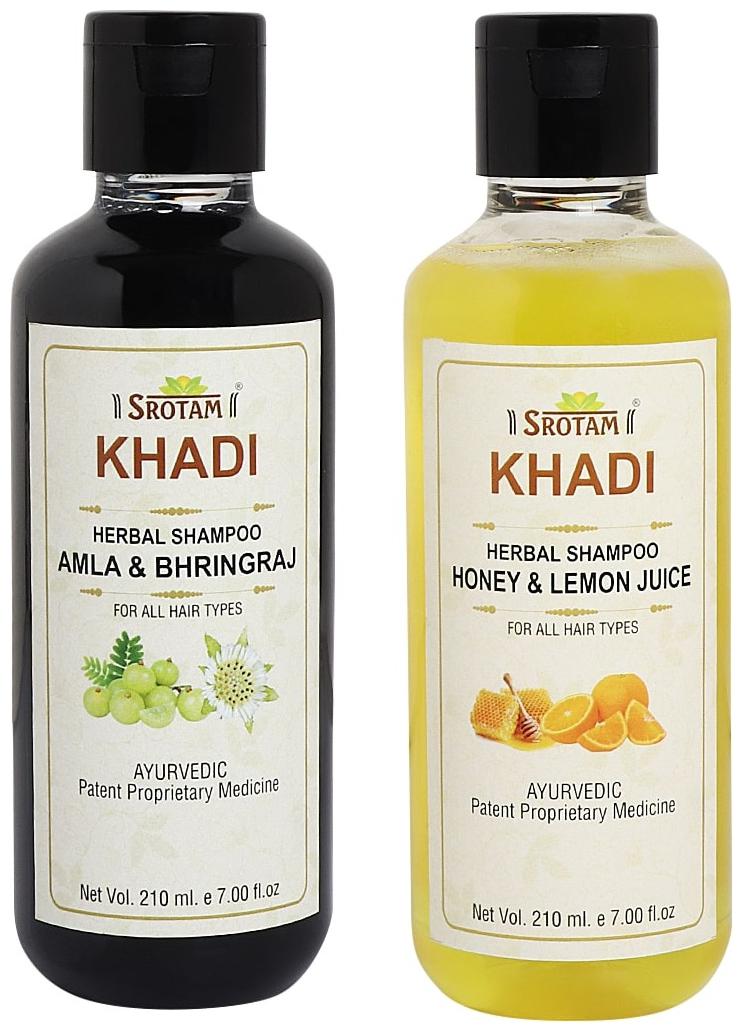 

Srotam Khadi Amla Bhirngraj and Honey Leamon Juice Shampoo 210ml (Pack of 2)