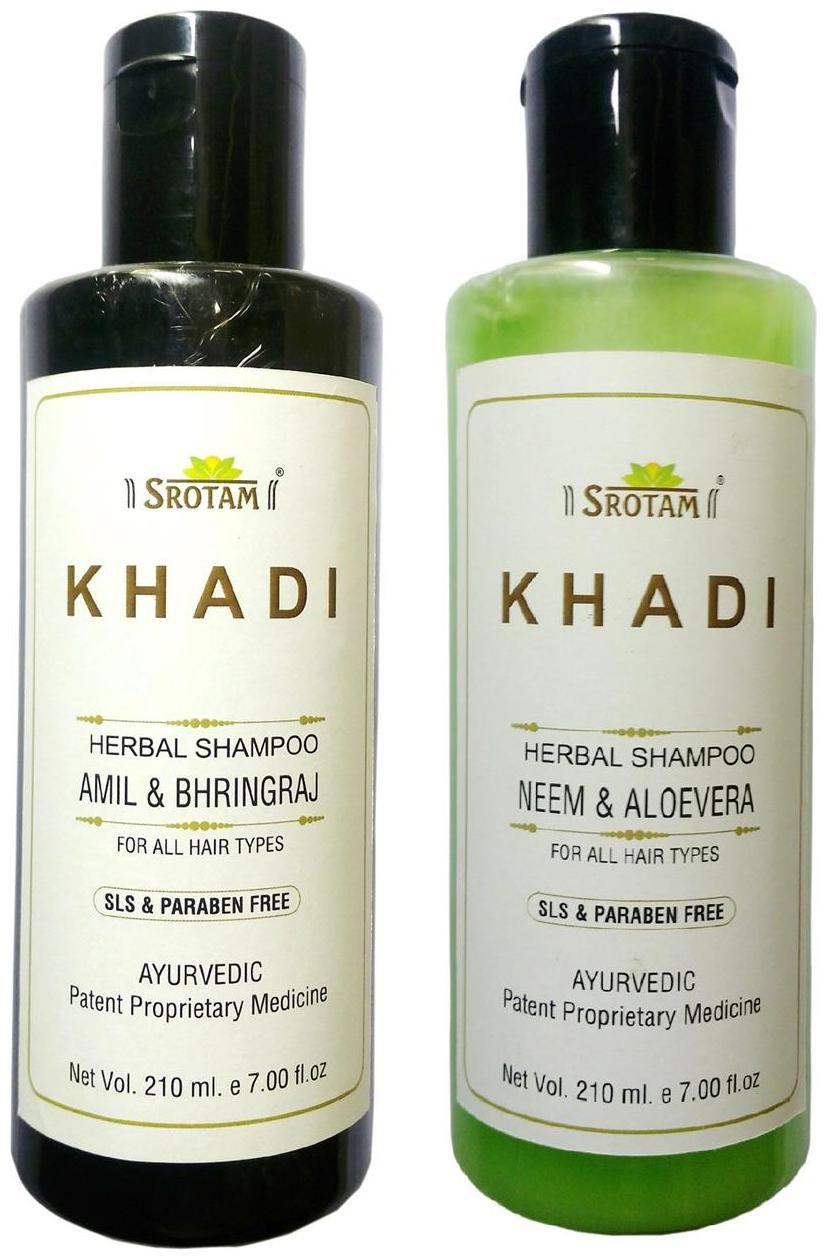 

Srotam Khadi Herbal Amil Bhringraj And Neem Alovera Sls Paraben Free Shampoo 210 ml( Set Of 2 Bottles )