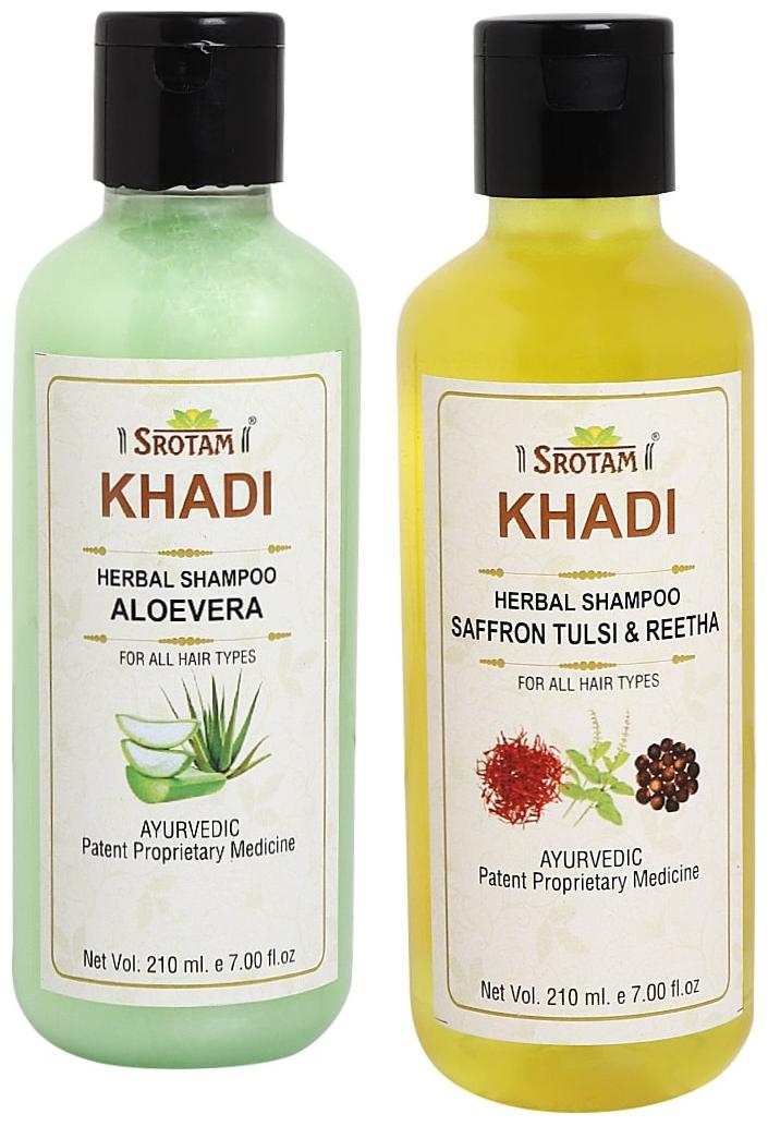 

Srotam Khadi Aloevera and Saffron Tulsi Reetha Shampoo 210ml (Pack of 2)