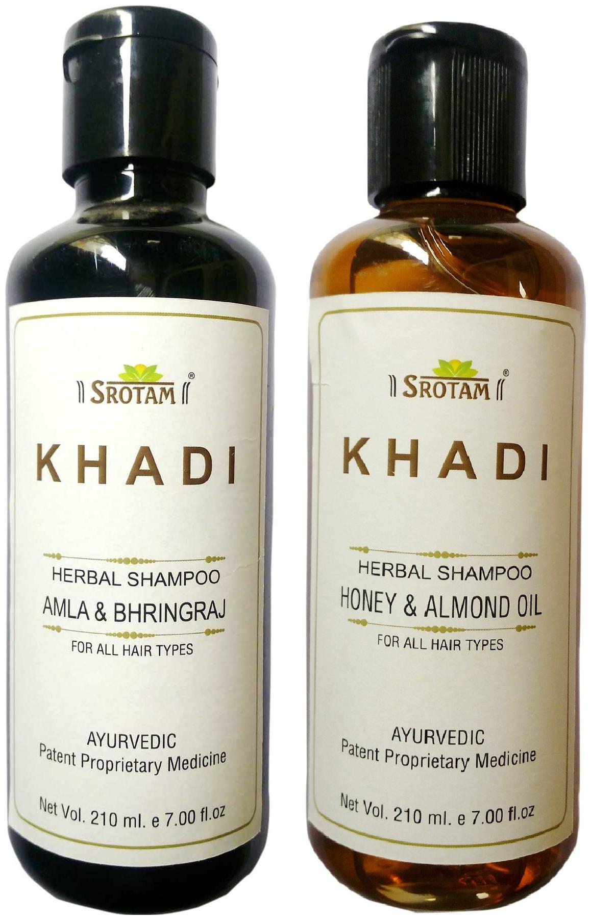 

Srotam KHADI HERBAL AMLA BHRINGRAJ AND HONEY ALMOND OIL SHAMPOO 210 ml(Pack of 2)