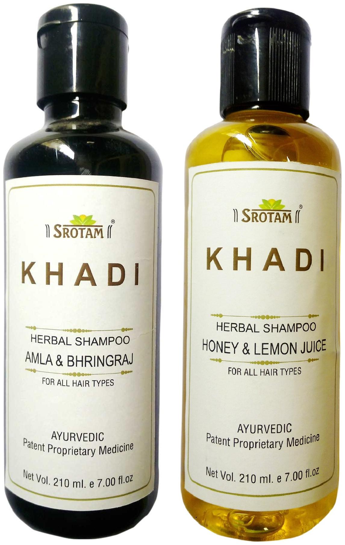 

Srotam KHADI HERBAL AMLA BHRINGRAJ AND HONEY LEMON JUICE SHAMPOO 210 ml(Pack of 2)