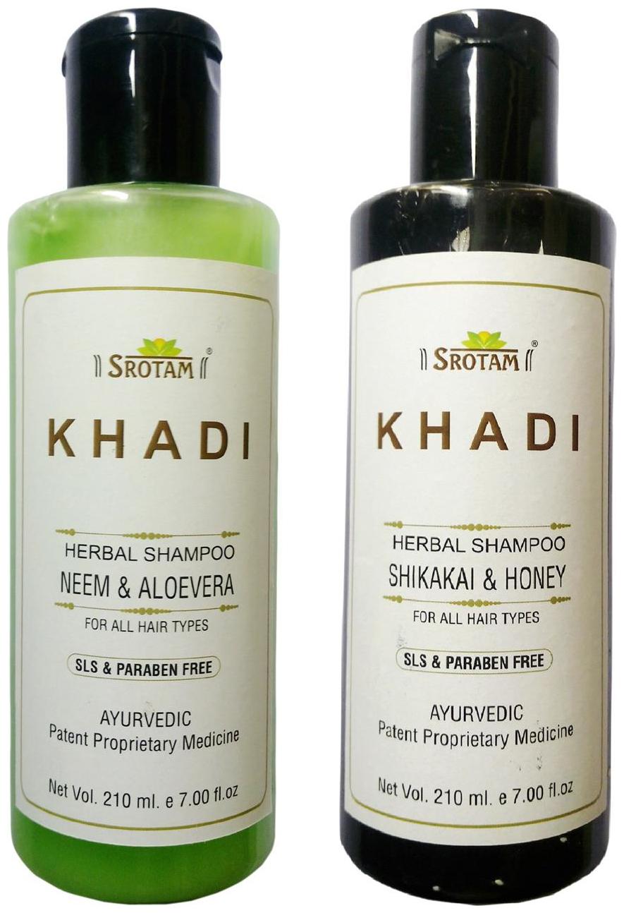

Srotam Khadi Herbal Neem Alovera And Shikakai Honey Shampoo Sls Paraben Free 210 ml( Set Of 2 Bottles )