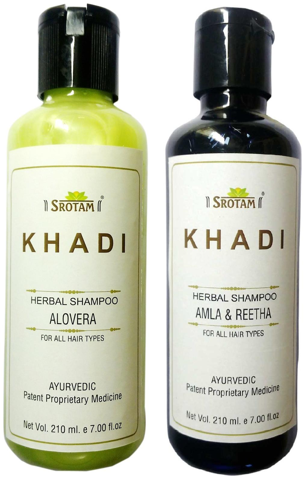 

Srotam Khadi Herbal Aloevera Amla Reetha Shampoo 210 ml(Pack of 2)