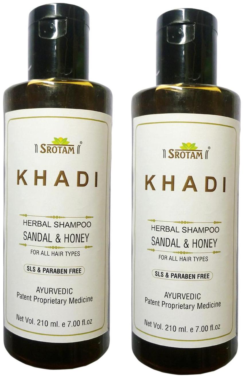 

Srotam Khadi Herbal Sandal Honey Shampoo Sls Paraben Free 210 ml( Set Of 2 Bottles )