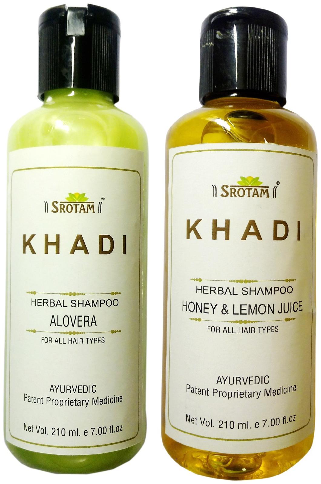 

Srotam Khadi Herbal Aloevera and Honey Lemon Juice Shampoo 210 ml( Set Of 2 Bottles)