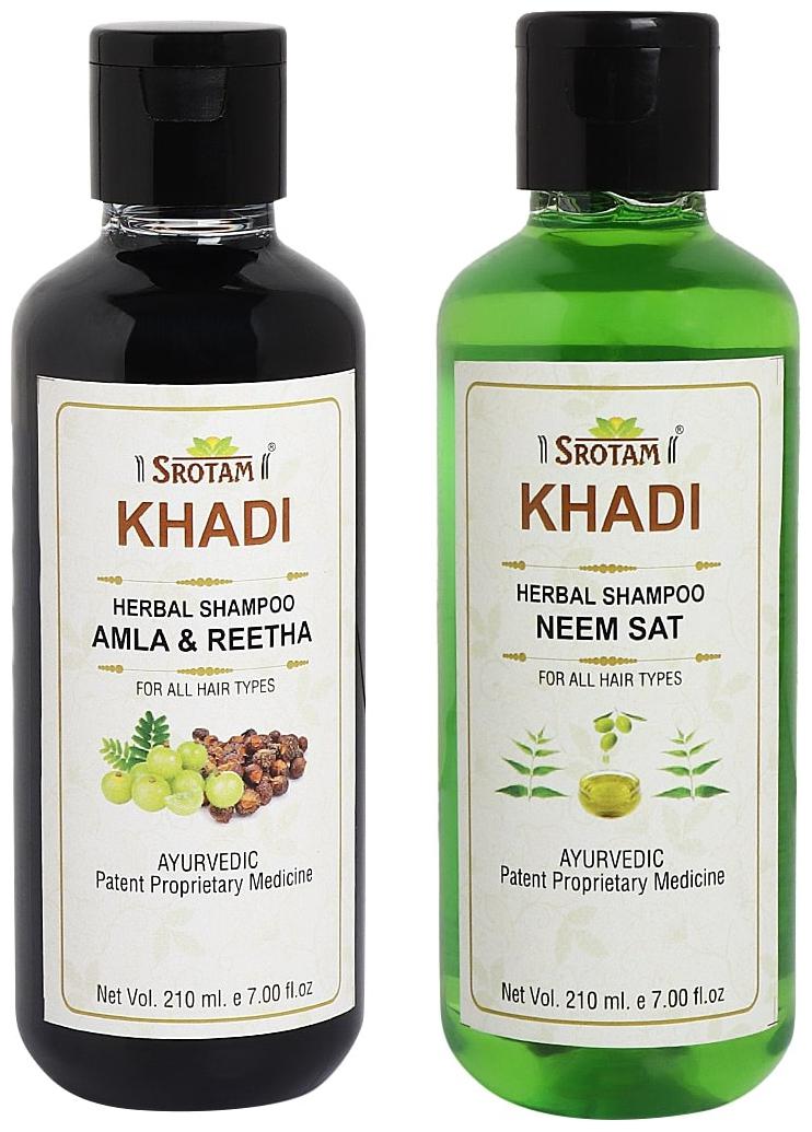 

Srotam Khadi Amla Reetha and Neem Sat Shampoo 210ml (Pack of 2)