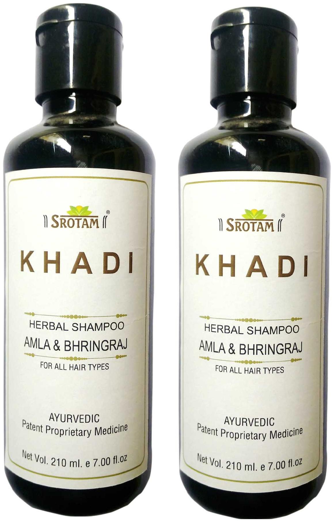

Srotam Khadi Herbal A mla Bhirngraj Shampoo 210 ml( Set Of 2 Bottles)