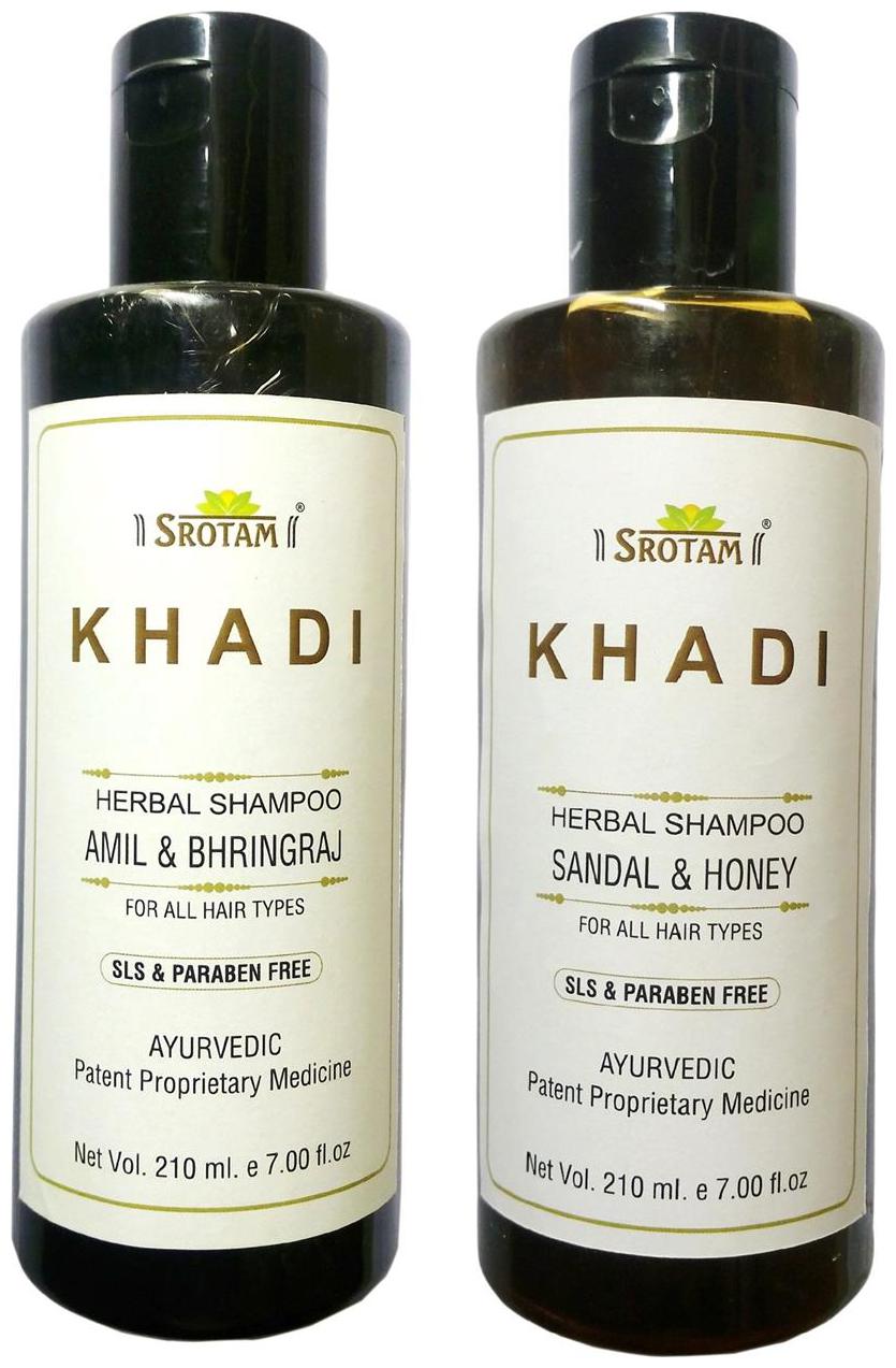 

Srotam Khadi Herbal Amil Bhringraj And Sandal Honey Sls Paraben Free Shampoo 210 ml( Set Of 2 Bottles )