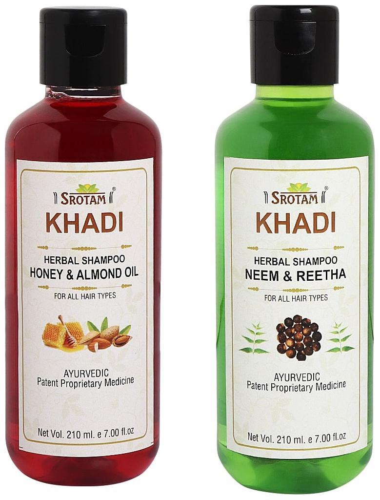 

Srotam Khadi Honey Almond oil and Neem Reetha Shampoo 210ml (Pack of 2)