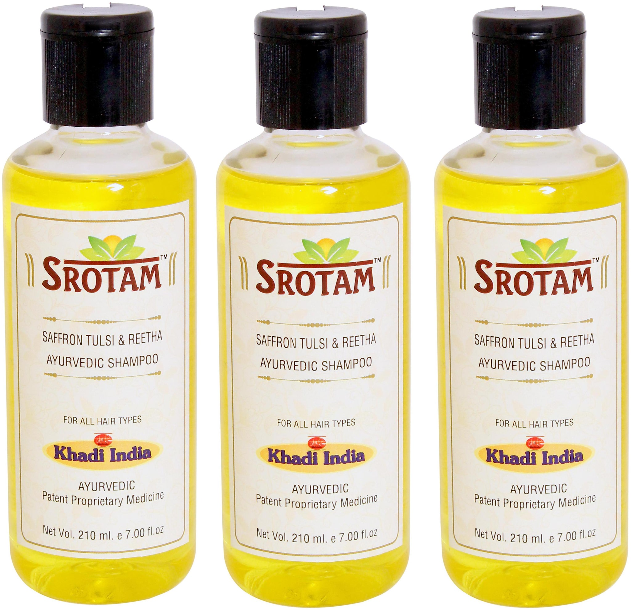 

Srotam Saffron Tulsi Reetha Shampoo (Pack of 3 ) 630 ml