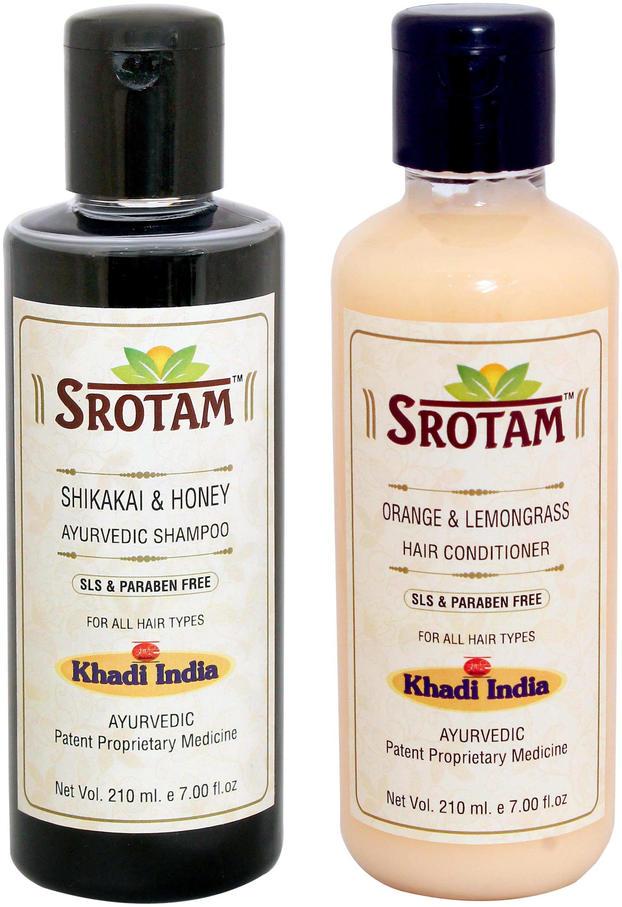 

Srotam Shikakai Honey Shampoo SLS-Paraben Free 210 ml Orange Lemongrass Conditioner Sls-paraben Free 210 ml